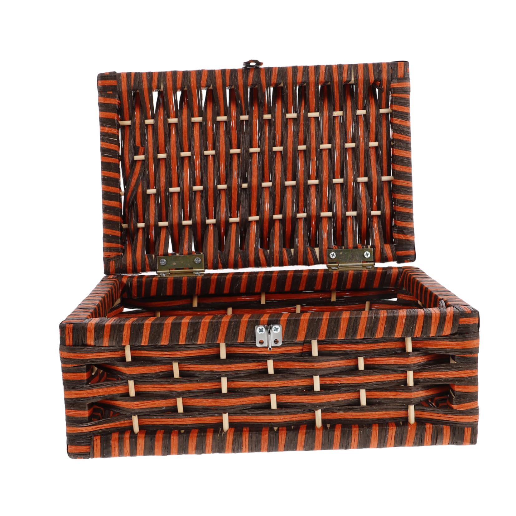 Boîte de rangement tissée avec couvercle pour cosmétiques et thé rustique