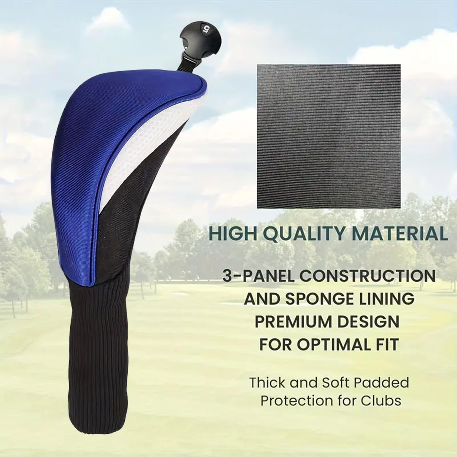 Fundas para Cabezal de Golf - Juego Protector de Malla 3 Piezas - Fundas para Driver De Cuello Largo - para Hombres Mujeres Y Aficionados Al Campo De Práctica De Golf