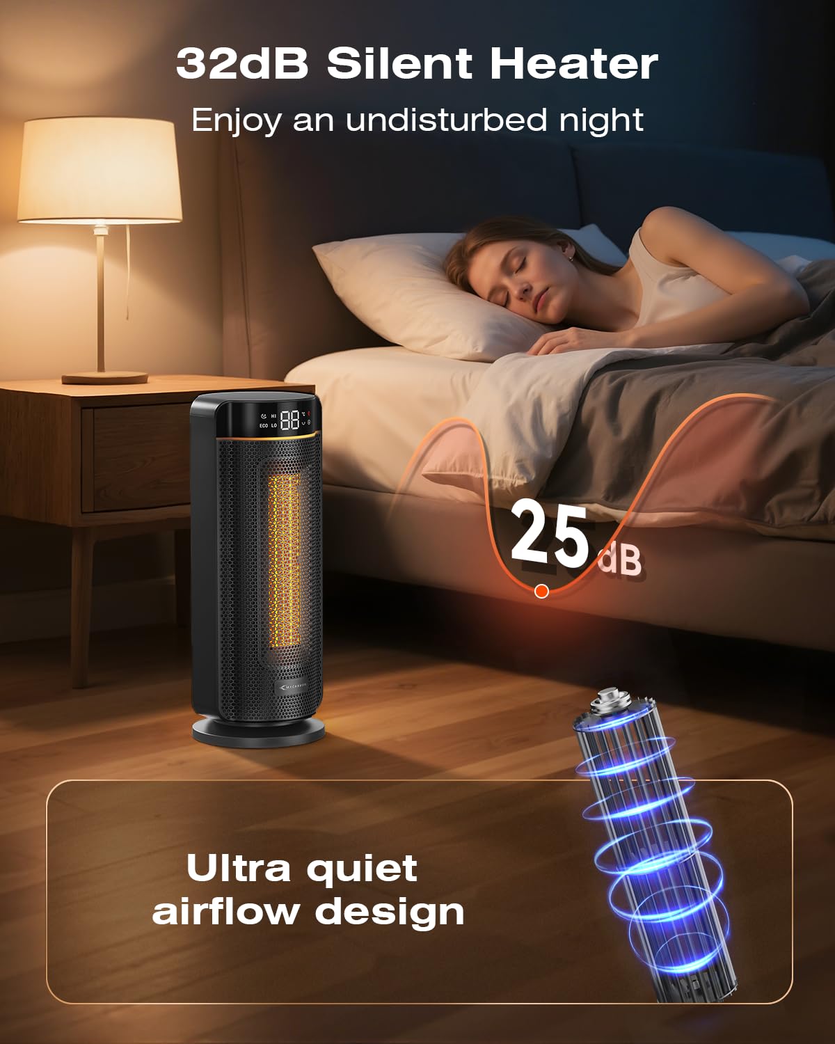 MYCARBON Stufa Elettrica da Bagno Basso Consumo LED Display con TEMP Regolabile 5℃-35℃ 4 Modalità ECO Timer 12h Oscillazione 70° Stufetta 1900w Termoventilatore Spegnimento Automatico con Telecomando