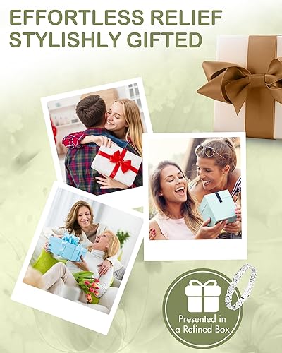 Vista 27 de Feraco Pulseras de cobre puro para mujer, pulsera de terapia magnética ultra fuerte para aliviar el dolor con imanes de neodimio y circonita cúbica