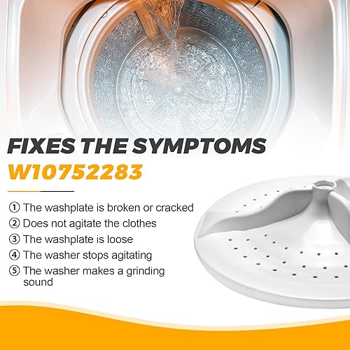 Miniatura 4 de Techecook - Wtw5000dw1 - Lavadora W10752283 compatible con lavadora Whirlpool - Wtw5000dw1 Washplate reemplaza w10609476, w10834890, ps10064549,