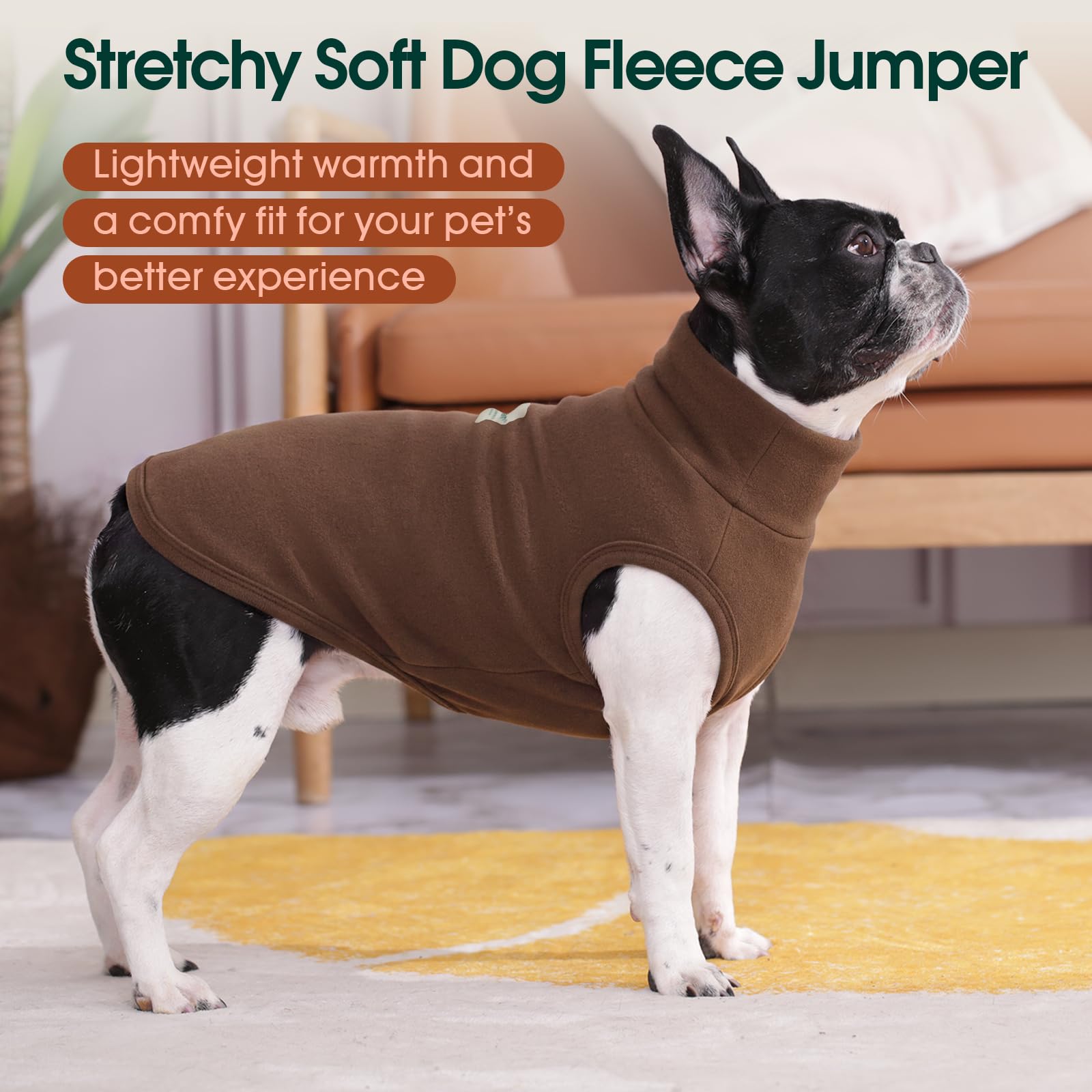 Kuoser Lot de 2 pulls en polaire pour chien - Chaud et doux - Marron | Pull en polaire pour l'hiver et l'automne - Pull chaud et doux pour chiens de petite et grande taille - Par temps froid avec