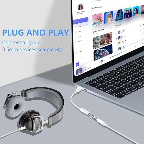 Miniatura 7 de Seulliya Adaptador USB C a conector de auriculares de 0.138 in para iPhone 1516 ProMax, adaptador DAC de audio de alta resolución, convertidor de