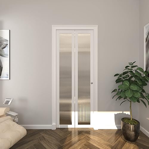 Miniatura 33 de BARNER HOME Puerta de armario, puertas plegables Full Lite con panel de vidrio con junco, fácil montaje, puertas plegables con kits de herrajes