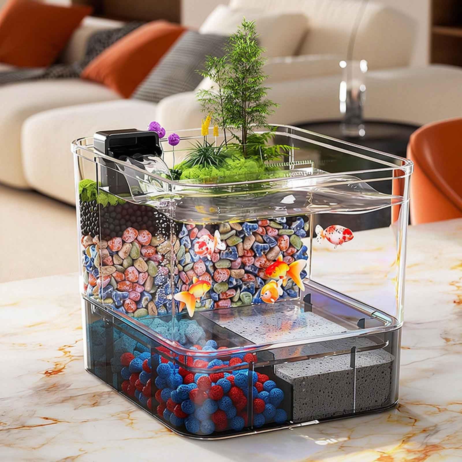 Kleines Betta Aquarium Komplettset, Aquarium-Set, Aquarium Aus Acryl Mit Filter, Pumpe,DIY-Aquascaping Für Kleine Kampffische, Ideal Für Kleine Fische, Garnelen Und Pflanzen