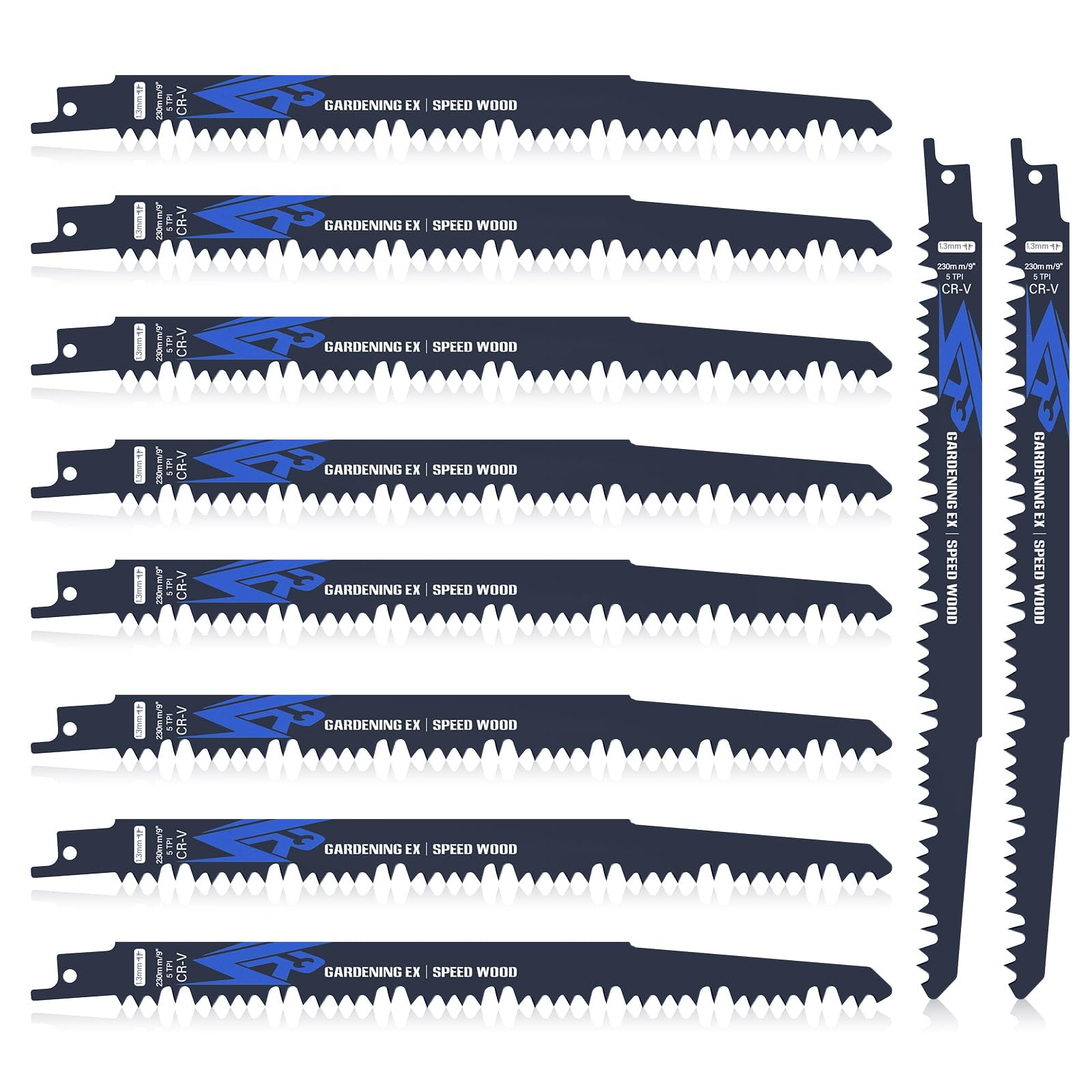 Juego de 10 Hojas de Sierra de Sable, 230 mm, 5TPI, Accesorios Compatibles Con Bosch Dewalt Makita y Otros