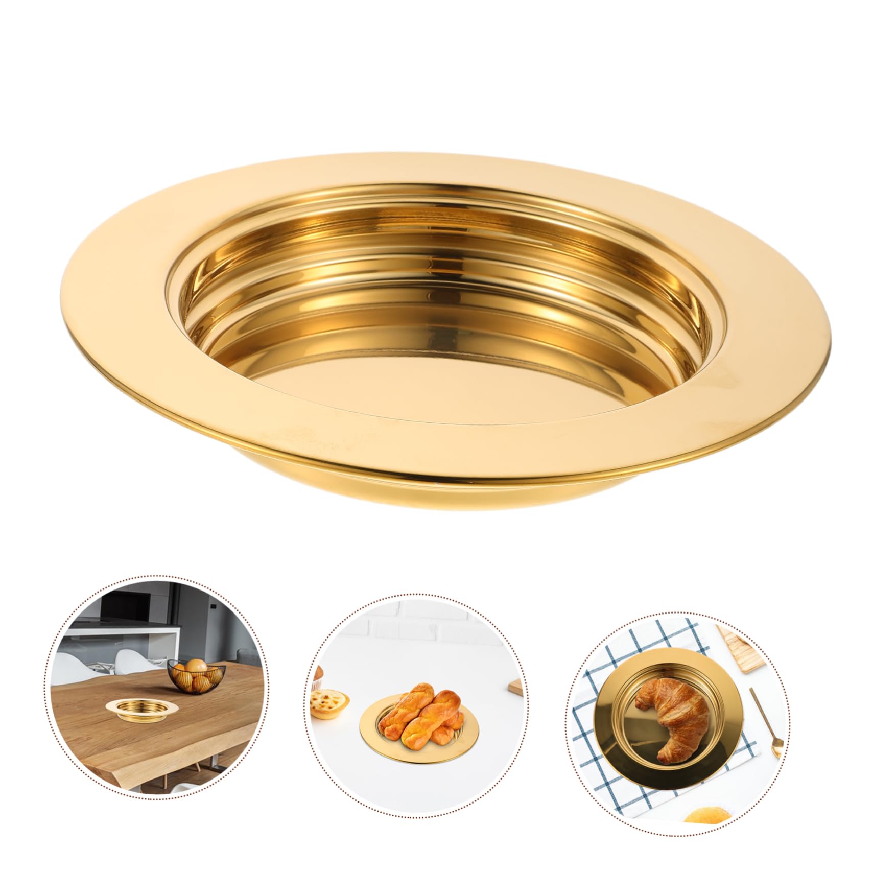 Cabilock Bandeja De Comunión Metálica Dorada Plato Portátil para Comunión De Acero Inoxidable Bandeja Decorativa para Servicios Religiosos Interiores y Exteriores para Celebraciones Iglesia