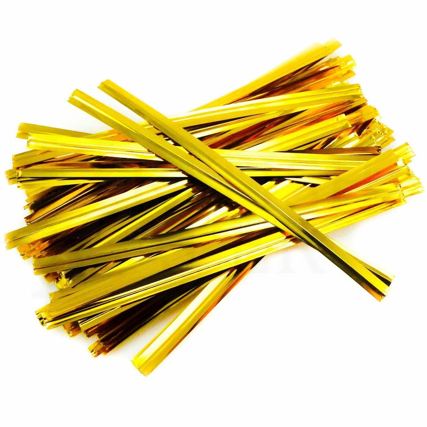 EliteKoopers 1000pcs Gold Metallic Twist Ties for Cellophane Sweet Party Treat Gift Sandwich Bag