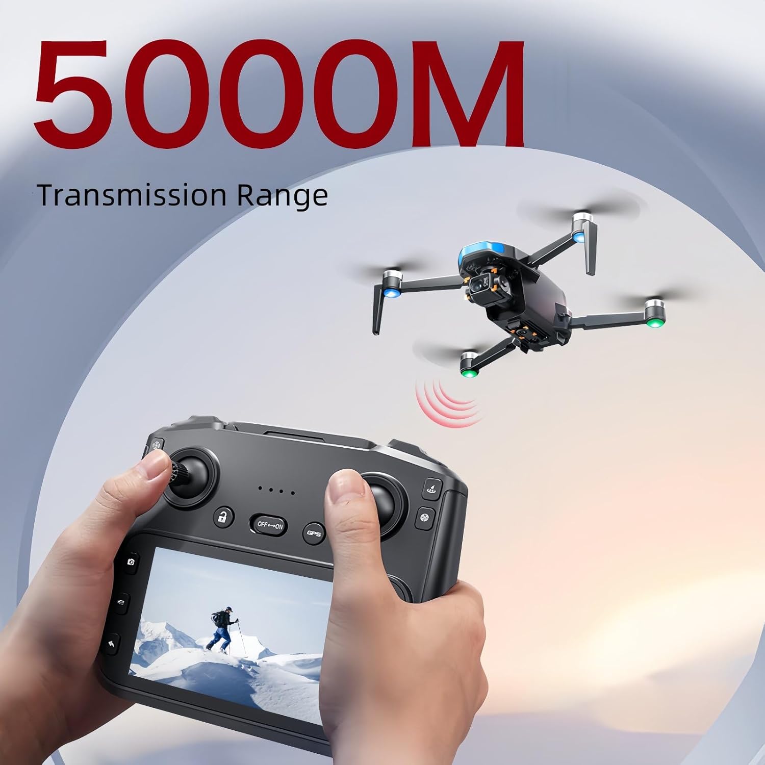 GPS FPV Drone with 4K Camera for Adults, 5.6 Inch HD Screen on Remote Controller, 60Min Flight Time & 5KM FPV Transmission, Foldable RC Quadcopter for Beginners Under 249g