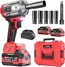 Avvitatore a impulsi a batteria, pistola a impulsi senza spazzole da 1200Nm 1/2”, 21V Power Impact Driver ideale, 2 batterie da 4.0AH Motore elettrico a impulsi a velocità variabile
