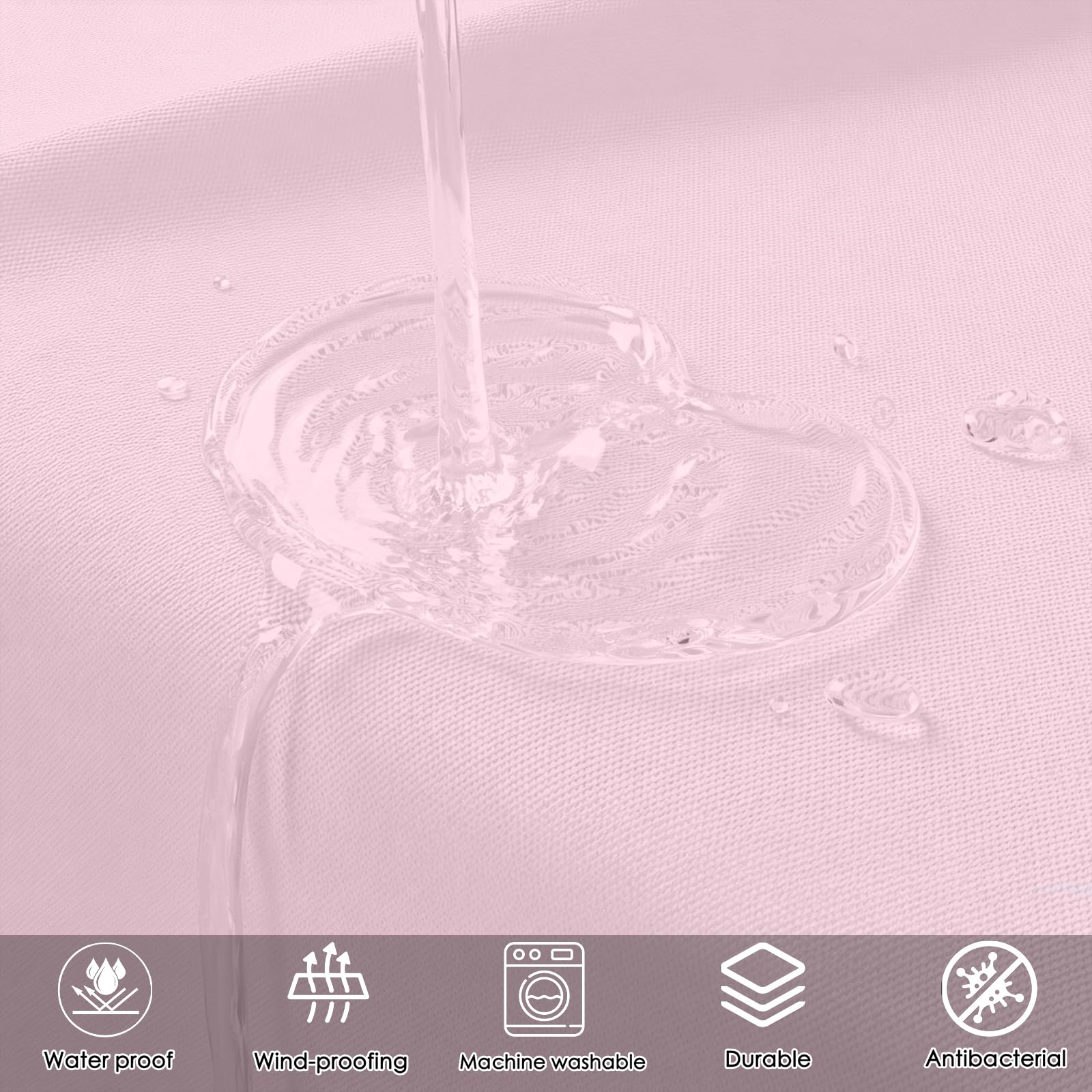 Cortina de Ducha de Tela 240 x 80 cm Cortina de Ducha Resistente Al Moho - Antimoho, Impermeable, Lavable, de Poliéster con Ojales y Anillos, para Baño, Bañera, Rosa