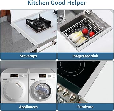 Stove Gap Covers Stainless Steel 2 Packs, 13.8'' to 27.5'' Adjustable Stove Gap Filler | Heat Resistant, Easy-Clean Not Sharp Cooker Gap Filler & Countertop Trim Kit for Kitchen, Oven & Washer