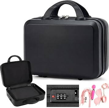 Amylove Adult Game Toy Storage Organizer Case for Women and Men Lock Box Toy Travel Bag Game Locking Storage Box Travel Bag, 12.6 x 9.8 x 6.7 InchBlack,Stylish