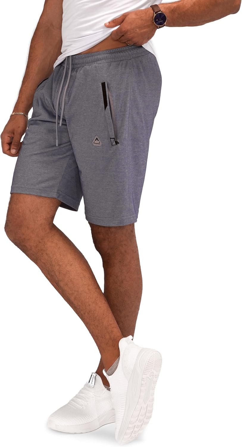 SCR Men's Tall Athletic Shorts 11" Inseam - Mens Lounge Shorts for Tall, Big and Tall Men - with Zipper Pockets