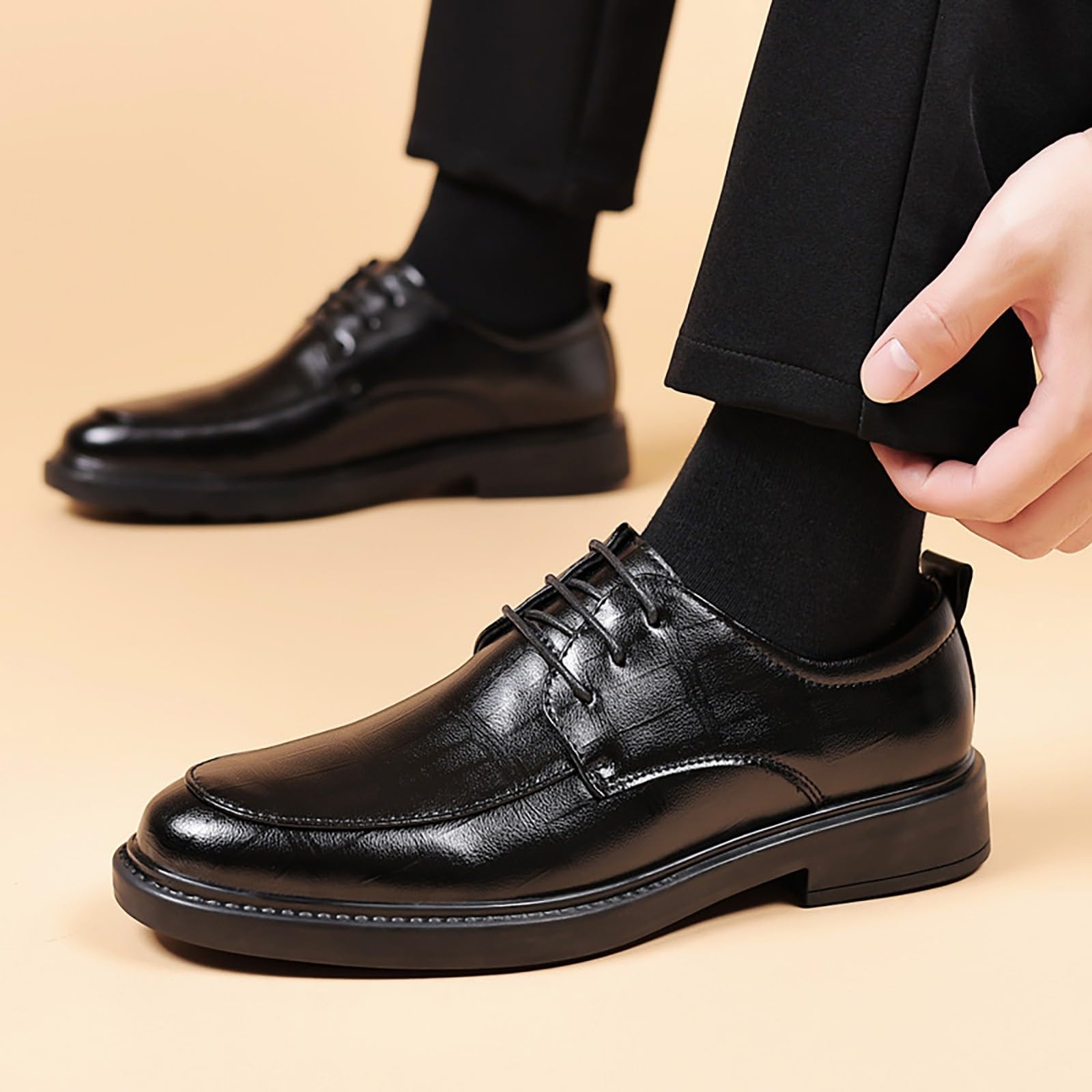 Scarpe eleganti eleganti da uomo con lacci, stile Oxford, Nero , 39.5 EU