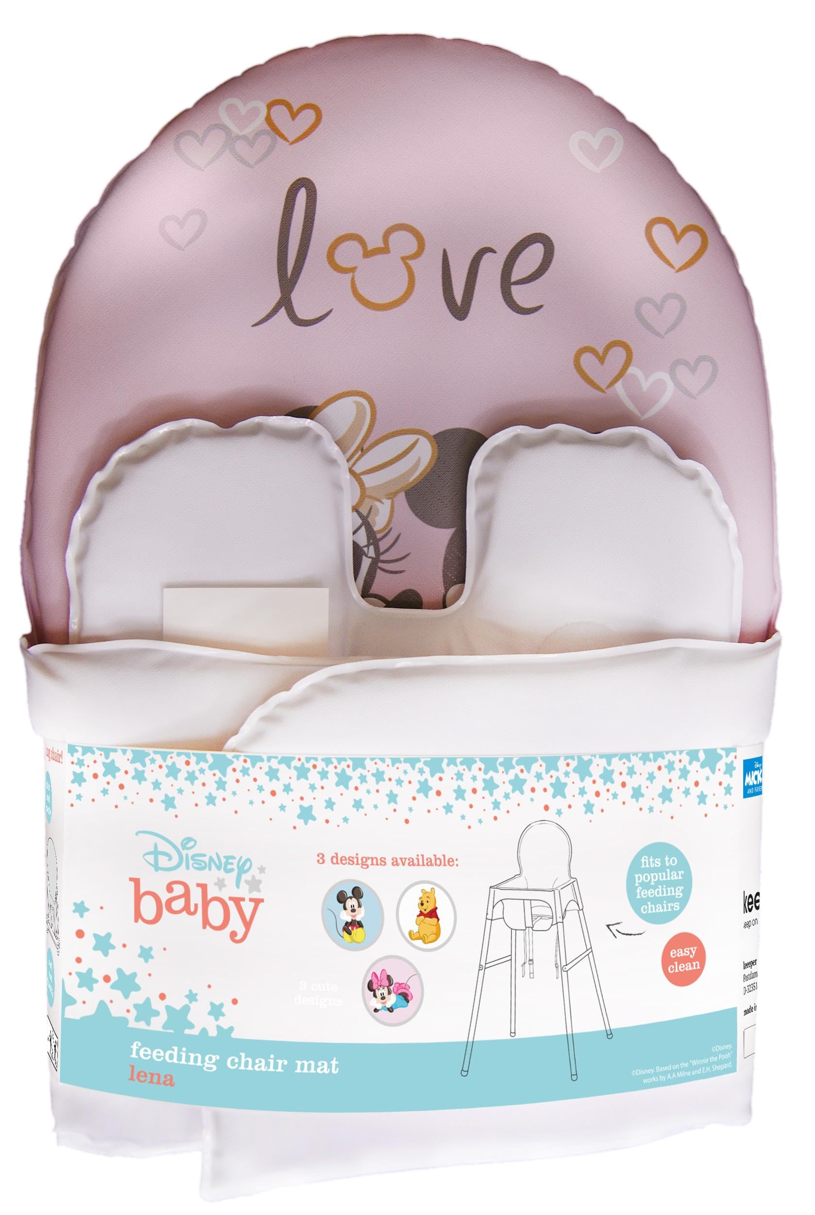 keeeper Cojín para trona Minnie, Uso universal para tronas, Con cierre de velcro, Lena, Rosa pastel