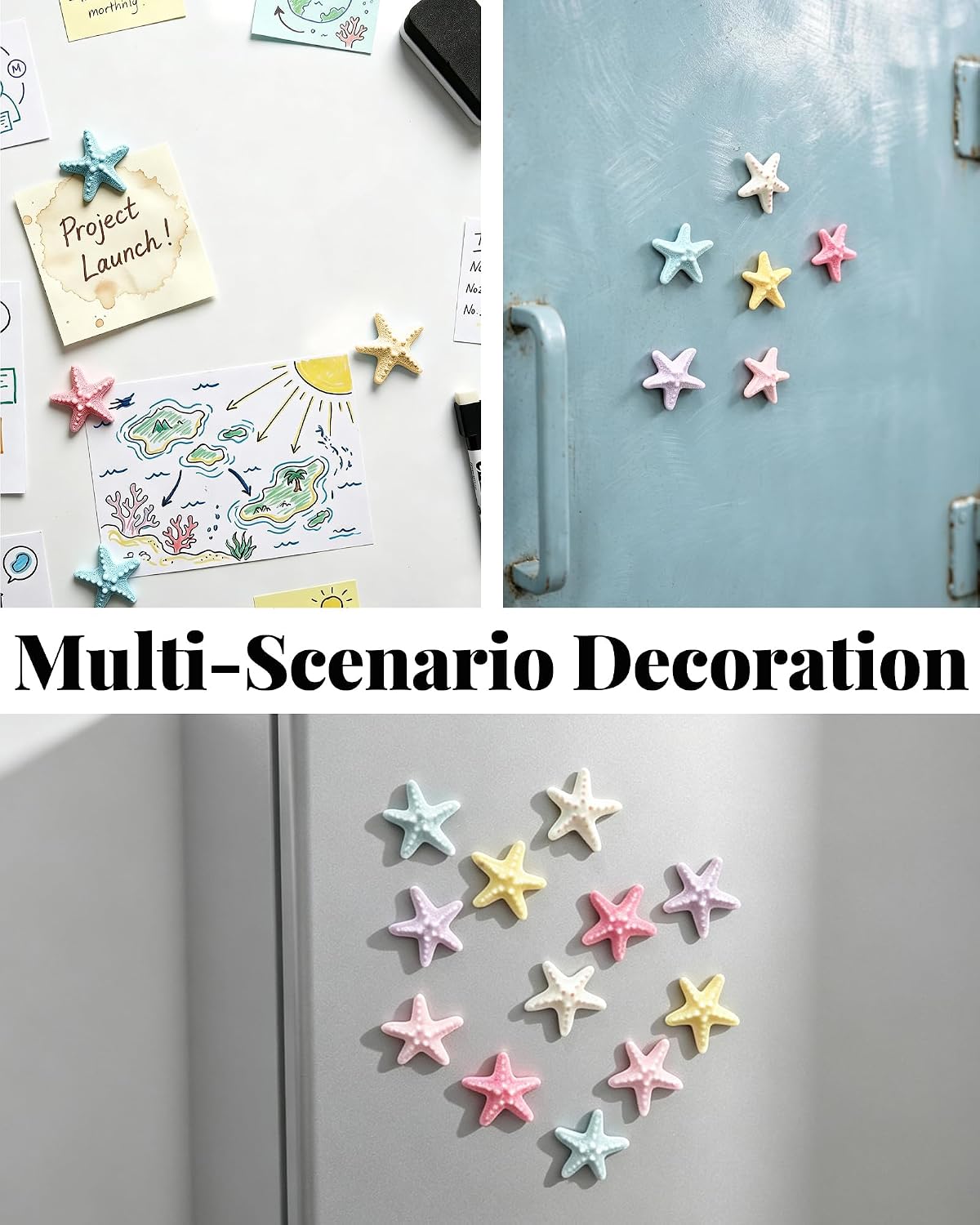 12 Pieces Colorful 3D Starfish Fridge Magnets for Home Decor image 4