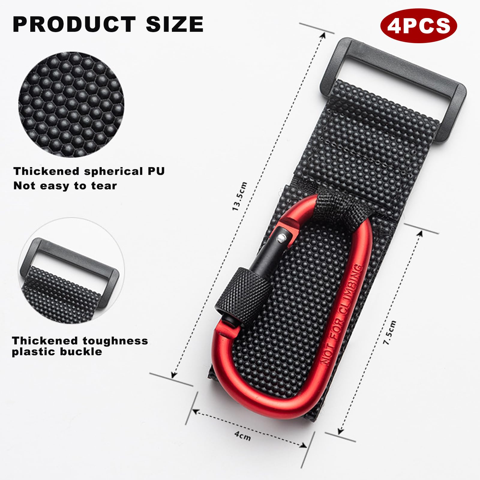 4 Pack UTV Hooks for Hanging Headsets, Helmet and Goggles,Multipurpose D Clips Clasp Hanger Heavy Duty Strap Lock, Handlebar Hook for E-Bike Scooters Bicycle Stroller (2 Black and 2 Red)