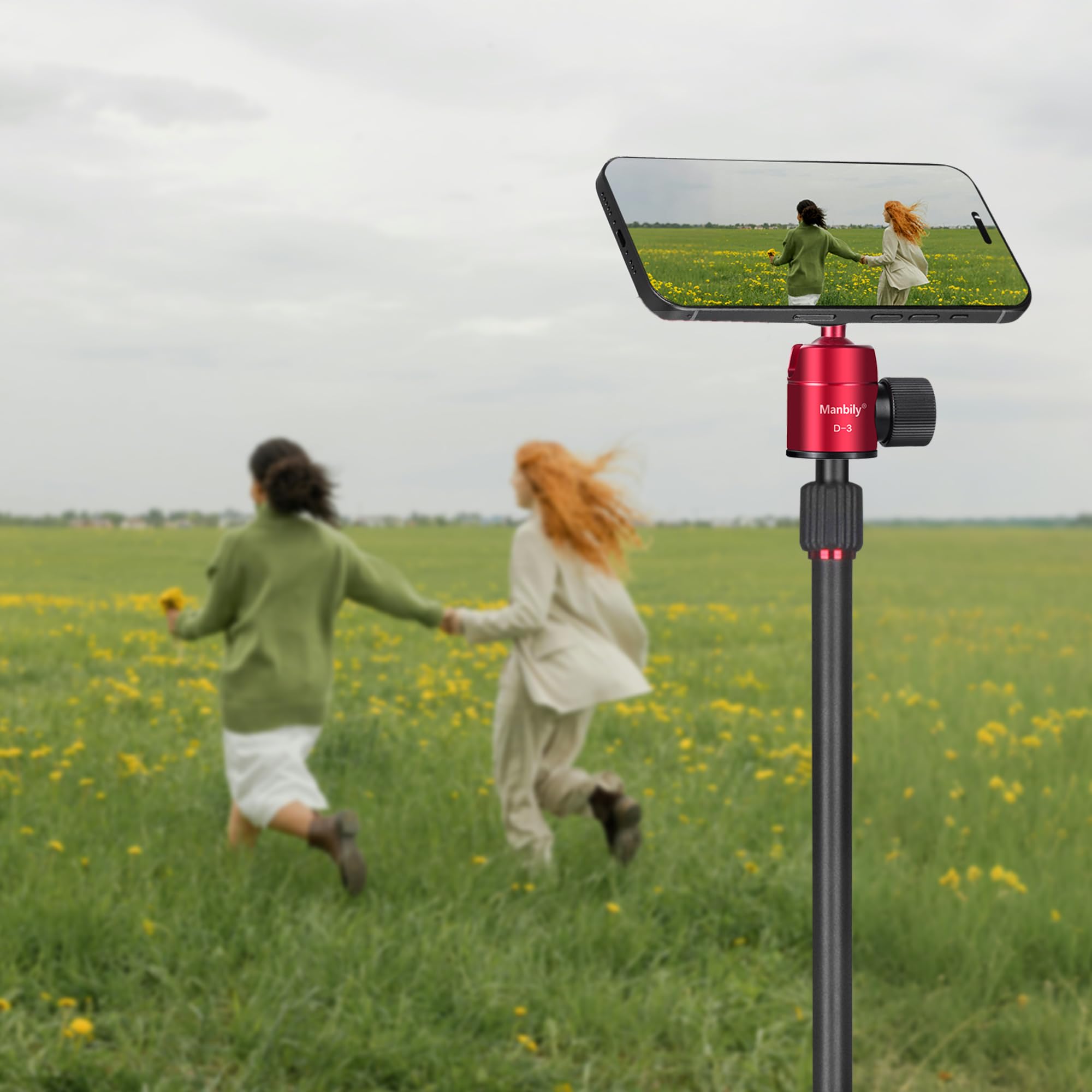 Manbily GF-M25 5-in-1 Golf-Einbeinstativ für Smartphones, Kameras, Einbeinstative, Magnetischer Telefonständer, Selfie-Stick mit langem Erdspieß, Stativ-Basishalterung Verlängerungsstange 1/4" 172cm