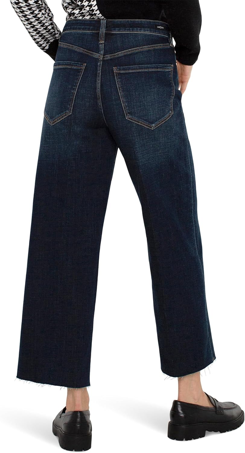 Liverpool Los Angeles Womens Stride Crop Wide Cut Hem Hi-Rise Crosshatch Denim in Eastmoor - Image 2