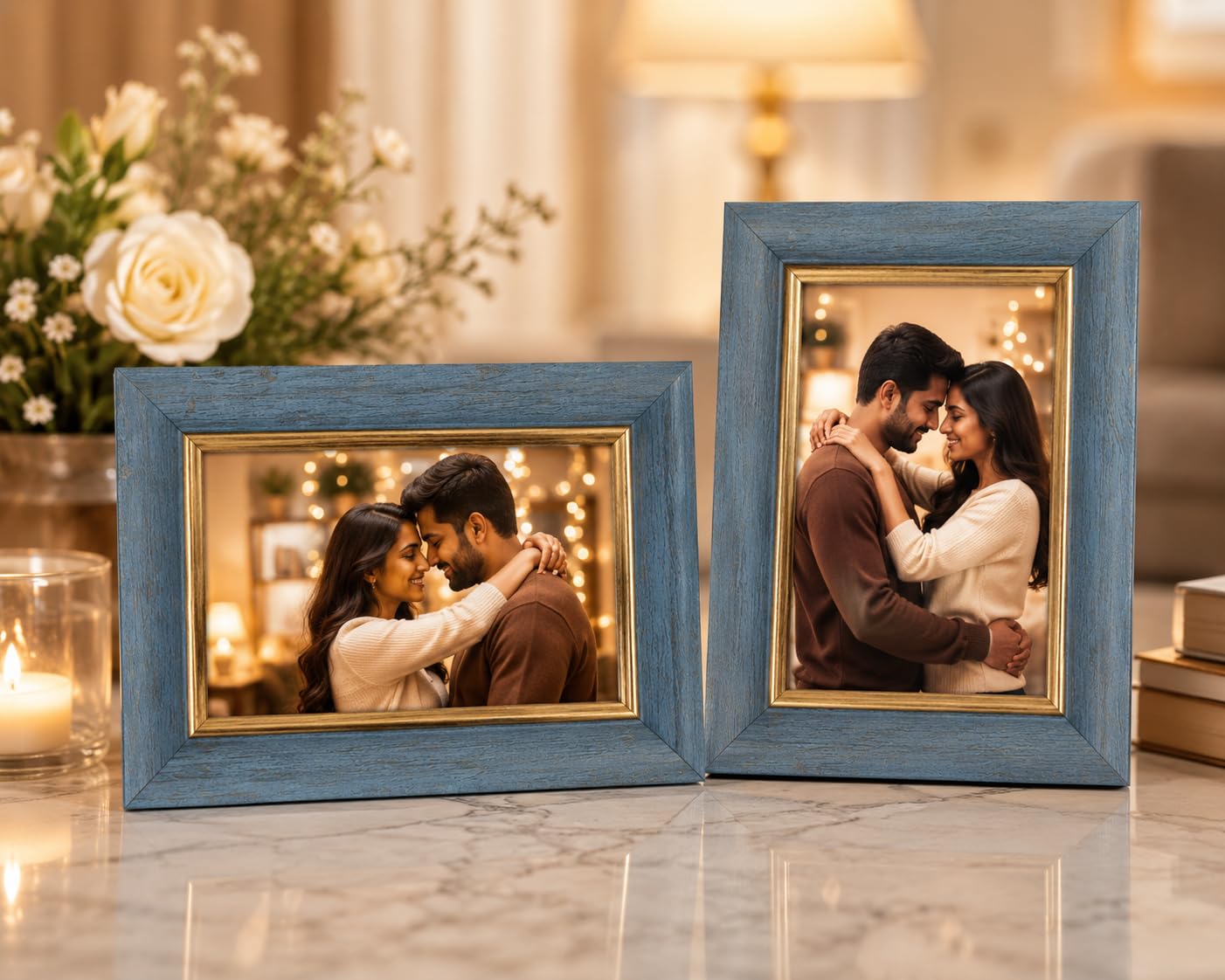 4x6 Inch Photo Frame Set of 2, Acrylic Front, Tabletop Display, Horizontal & Vertical Orientation, Home Decor (DUSK BLUE, Set of 2)-image-28