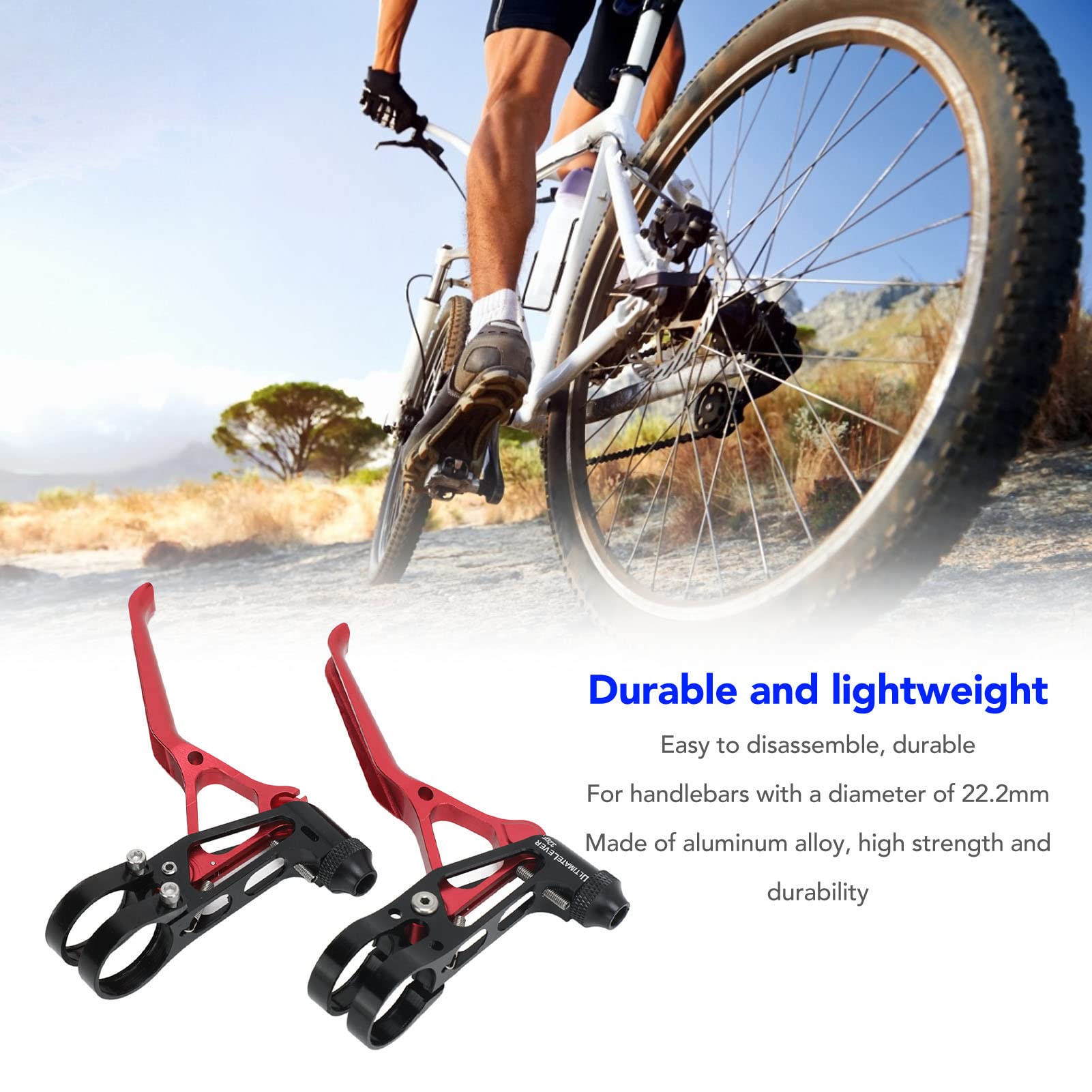 Leva del freno cava ultra leggera, durevole, regolabile, per bici da strada, in lega di alluminio leggera, 2 pezzi (rosso)