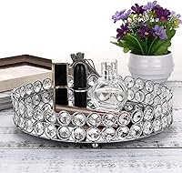 Vista 5 de Hipiwe Bandeja de maquillaje de cristal, bandeja de perfume de espejo, bandejas de almacenamiento de joyas, bandejas de bisutería, organizador