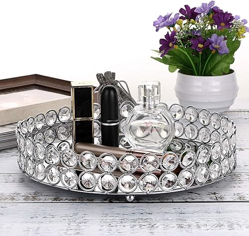 Miniatura 5 de Hipiwe Bandeja de maquillaje de cristal, bandeja de perfume de espejo, bandejas de almacenamiento de joyas, bandejas de bisutería, organizador de