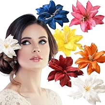 6 Pcs Artificial Lily Flower Hair Clips Lily Floral Hairpin Hawaiian Hair Accessories, Flower Hair Decoration for Women Girls Beach Travel Holiday Wedding Daily Use