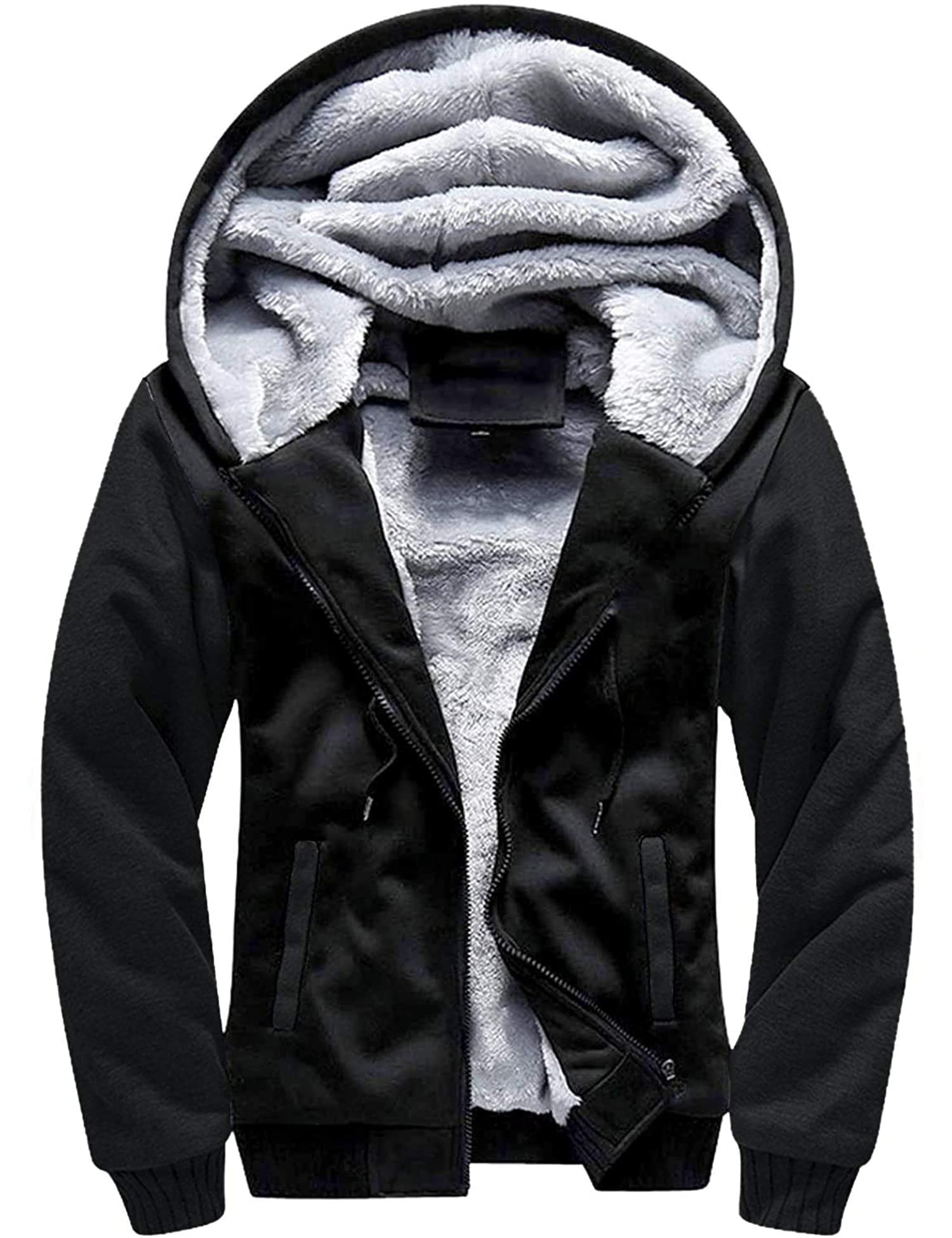 LLdress Giacca con Cappuccio da Uomo Felpa con Cappuccio con Cerniera Fodera Calda Giacca Invernale con Tasche Felpa in Pile per Escursionismo Campeggio