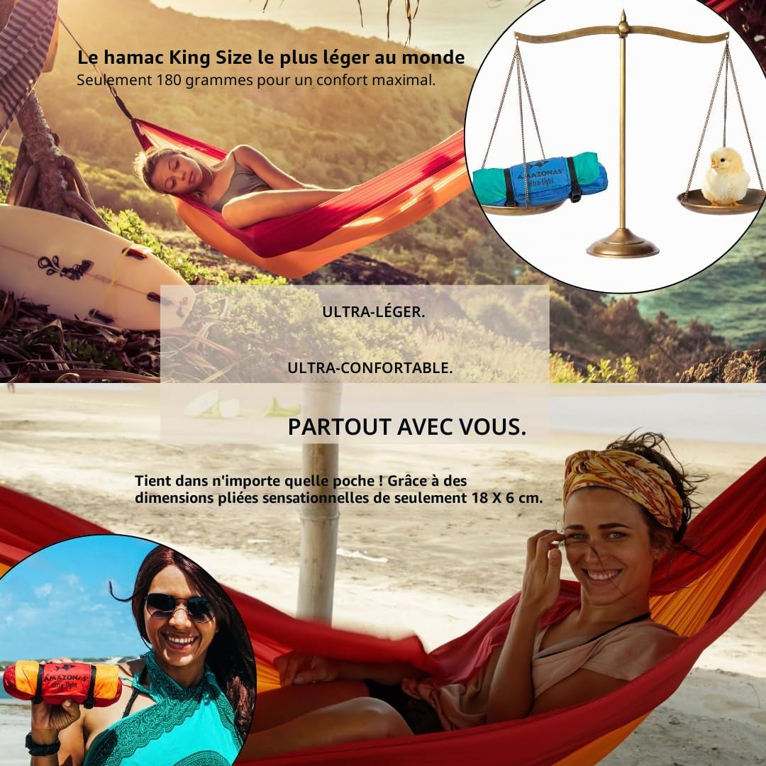 Amazonas az-1030412 Ultra-Light Adventure Hamac de randonnée, Rouge, Null
