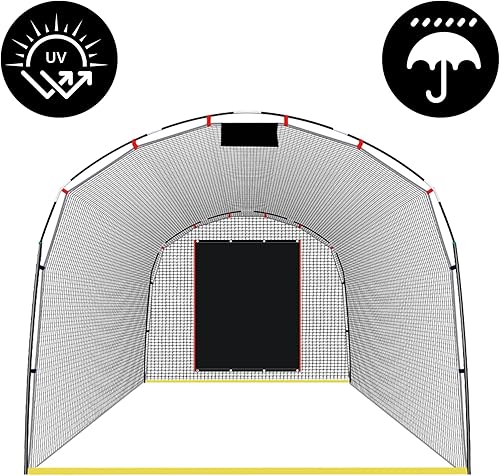 Miniatura 5 de Backstop de bateo de béisbol portátil 6x8FT Configuración rápida de servicio pesado para entrenamiento de garaje en el patio trasero Ideal para la