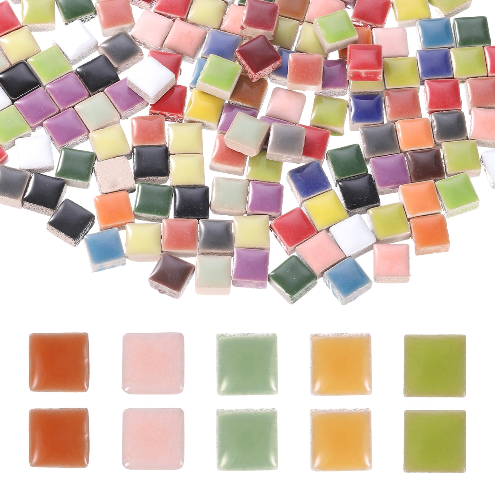 sourcing map 9mm Square Mosaic Tiles 300g Ceramic Mixed Colors