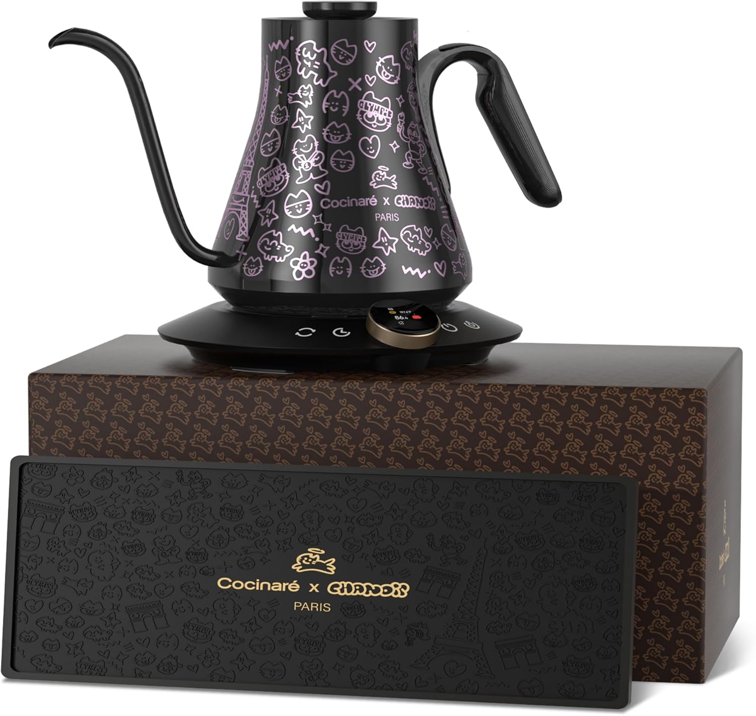 Cocinare Collab Collection Chanior Black Gooseneck Electric Kettle, ±0.5℉ Precise Temperature Control for Pour-Over Coffee & Tea, Quick Heating 1500W, Stainless Steel Interior, 0.9L - Image 4