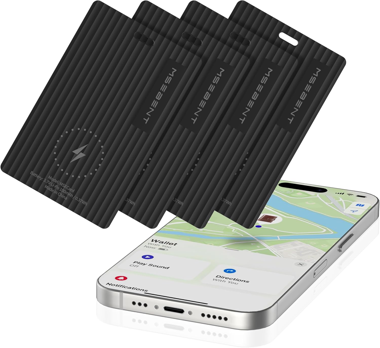 Slim Wallet Tracker Card 2 Pack, [Apple MFi Certified], Wireless Charging Bluetooth Finder, Credit Card Size Locator, IP67 Waterproof, Works with Apple Find My for Wallet, Keys, Bags, iOS Only