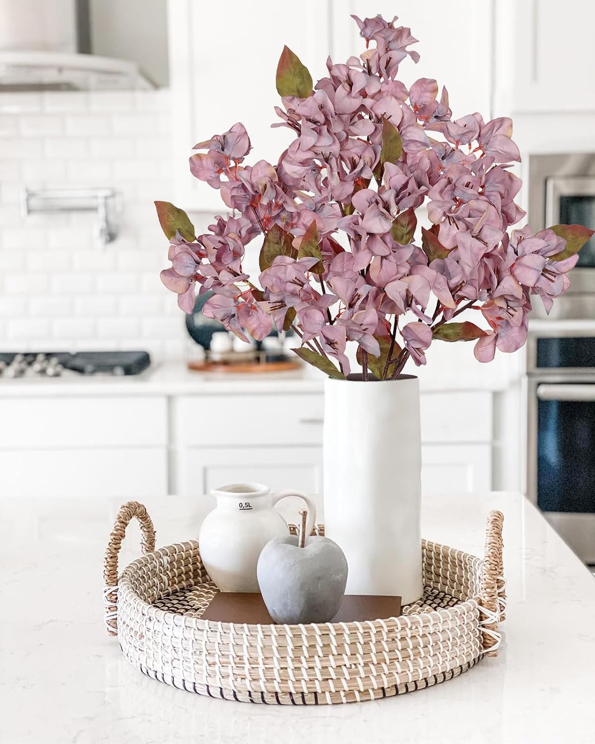 Briful Bougainvillea Artificial Flowers 5 Pack 27.5" Fake Bougainvillea Floral Stems Realistic Silk Flower Arrangements for Home Weddings Parties Table Vase Centerpiece Decor(Taro Purple) - Image 5