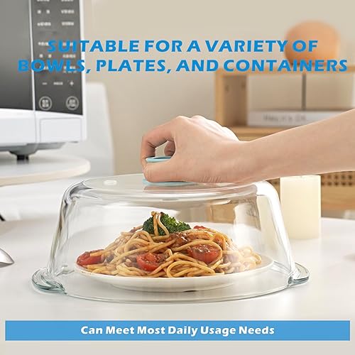 Miniatura 2 de Cubierta alta de vidrio para salpicaduras de microondas para alimentos con orificio de ventilación, 100% segura para alimentos, tapa protectora de