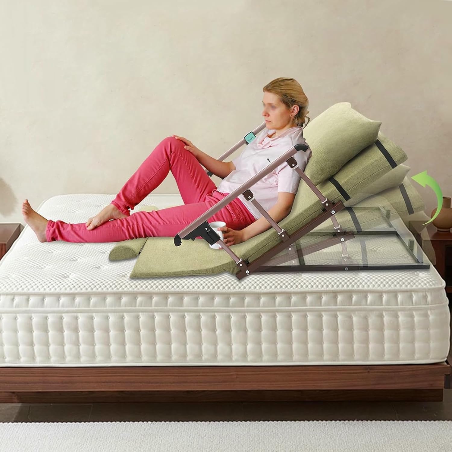 Electric Lift Backrest Bed, Support 660lbs Pregnant Woman Assisted Wake-up Device, Auxiliary Backrest for Elderly Lumbar Back