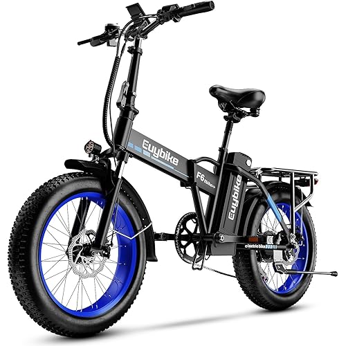 bluebiko 1000W Folding Electric Bike, 48V 20AH Large Removable Battery E Bike, 30+MPH, 80 Miles Max Range, 20" Fat Tire Electric Bike for Adults, Adult Electric Bicycles for Commute Beach Snow