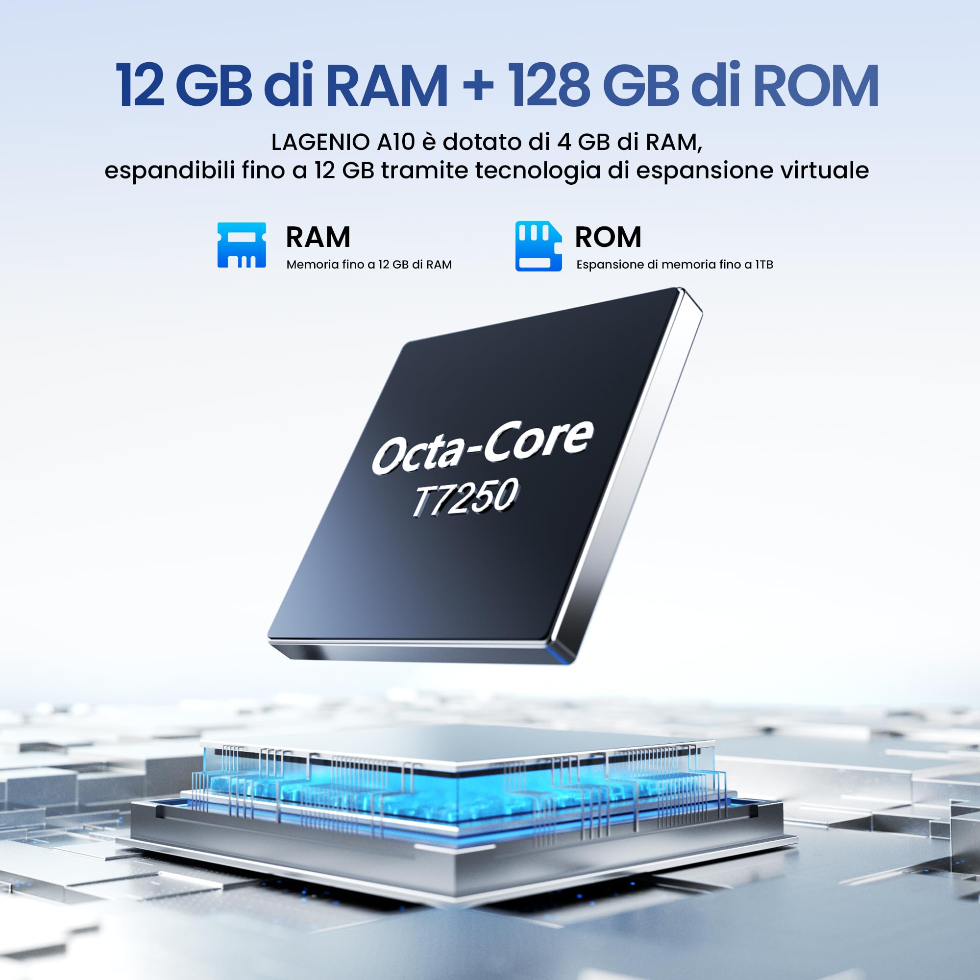 A12 Android 15 Telefono Cellulare, 12GB+128GB/1TB TF, 6.9" HD+Schermo/120Hz Smartphone, Octa-Core, Batterie 6500mAh, Caméra AI 13MP/Widevine L1/OTG/Dual Nano SIM/Face ID