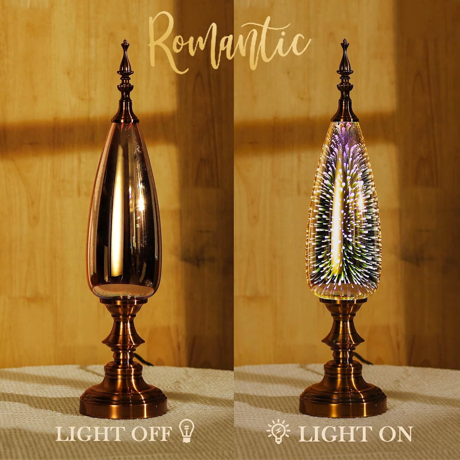 Porseme Table Lamp Decorative Turkish Arabian Desk Lamp with Handmade 3D Effect Glass and Bronze Base for Bedroom, Bedside, Living Room, Office