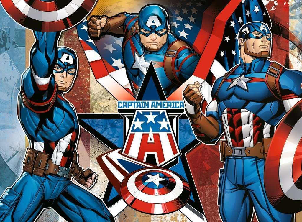 Ravensburger - Marvel Captain America 100pcs XXL Puzzle, 49 x 36 cm, Age 6+