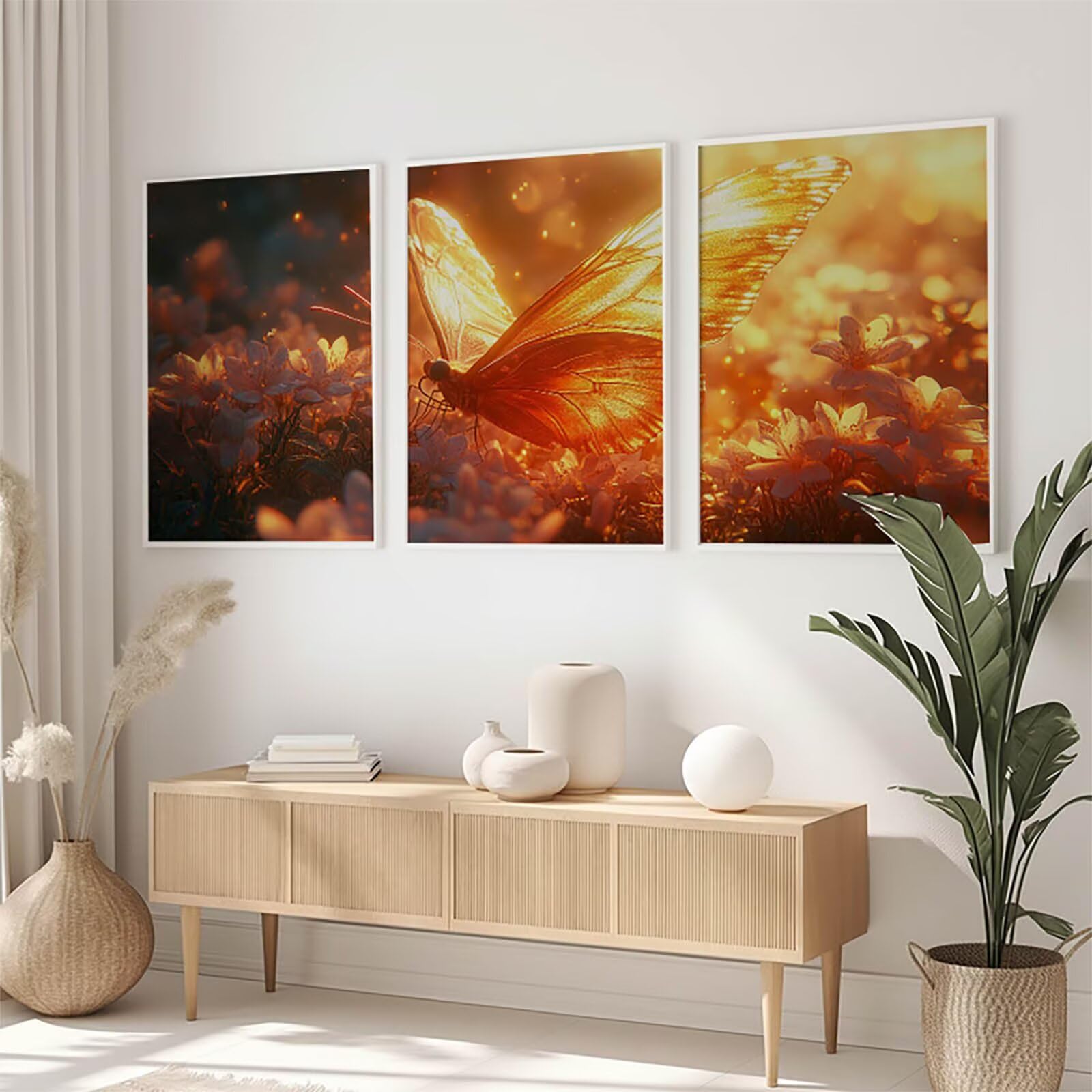 Diamond Painting 3-częściowy zestaw do malowania diamentami w kształcie motyla, prostokątne, kryształowe, dla dorosłych, mozaika, zestaw do majsterkowania, do dekoracji domu, 60 x 90 cm, A-5381
