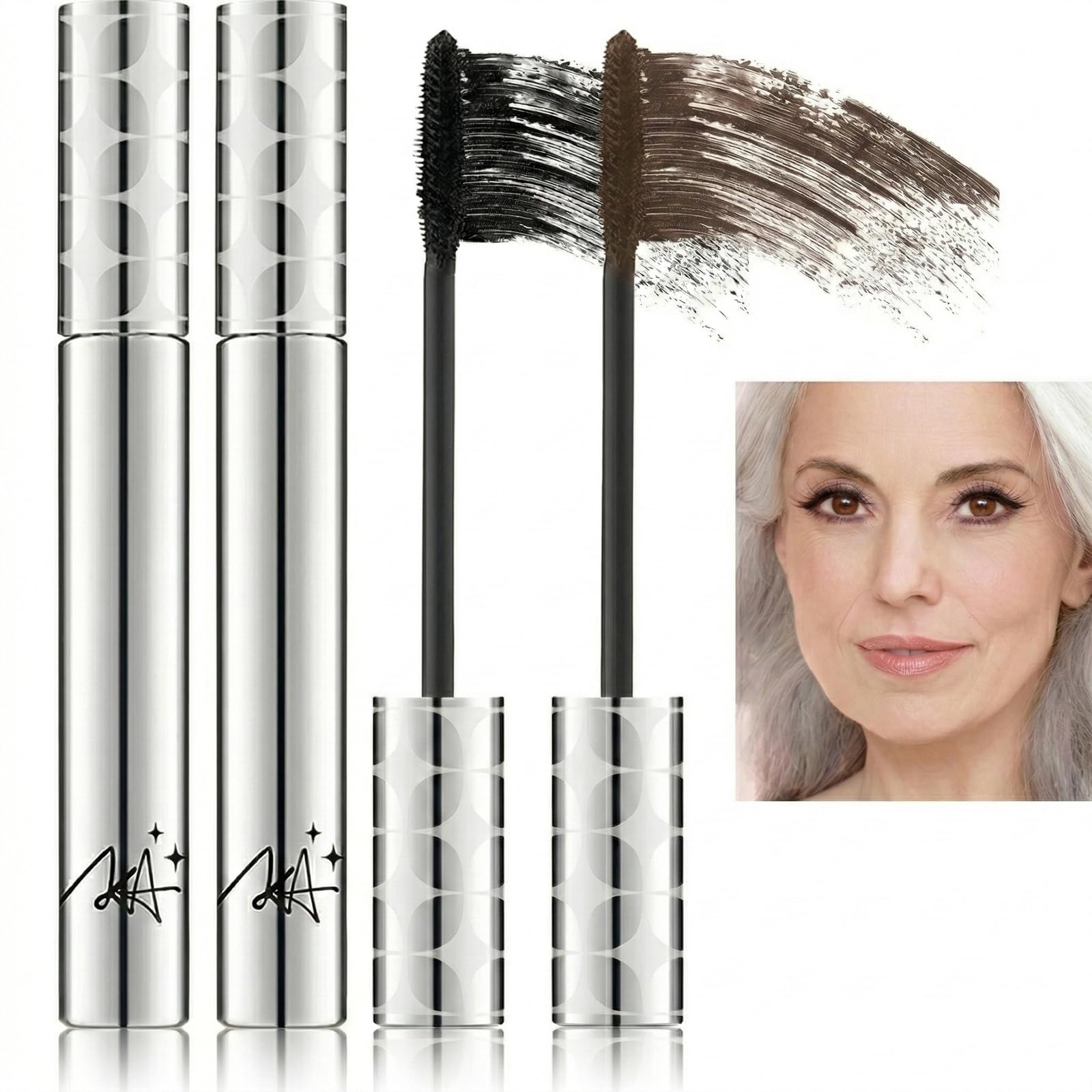 JILLICK 2-Pack Slender Curl Styling Mascara Black & Brown Waterproof Lengthening Volumising Curved Brush