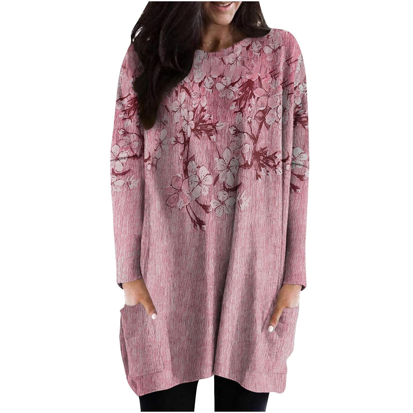Tuniche o top da indossare con leggings camicie a maniche lunghe felpe girocollo felpe casual pullover camicette vestiti alla moda