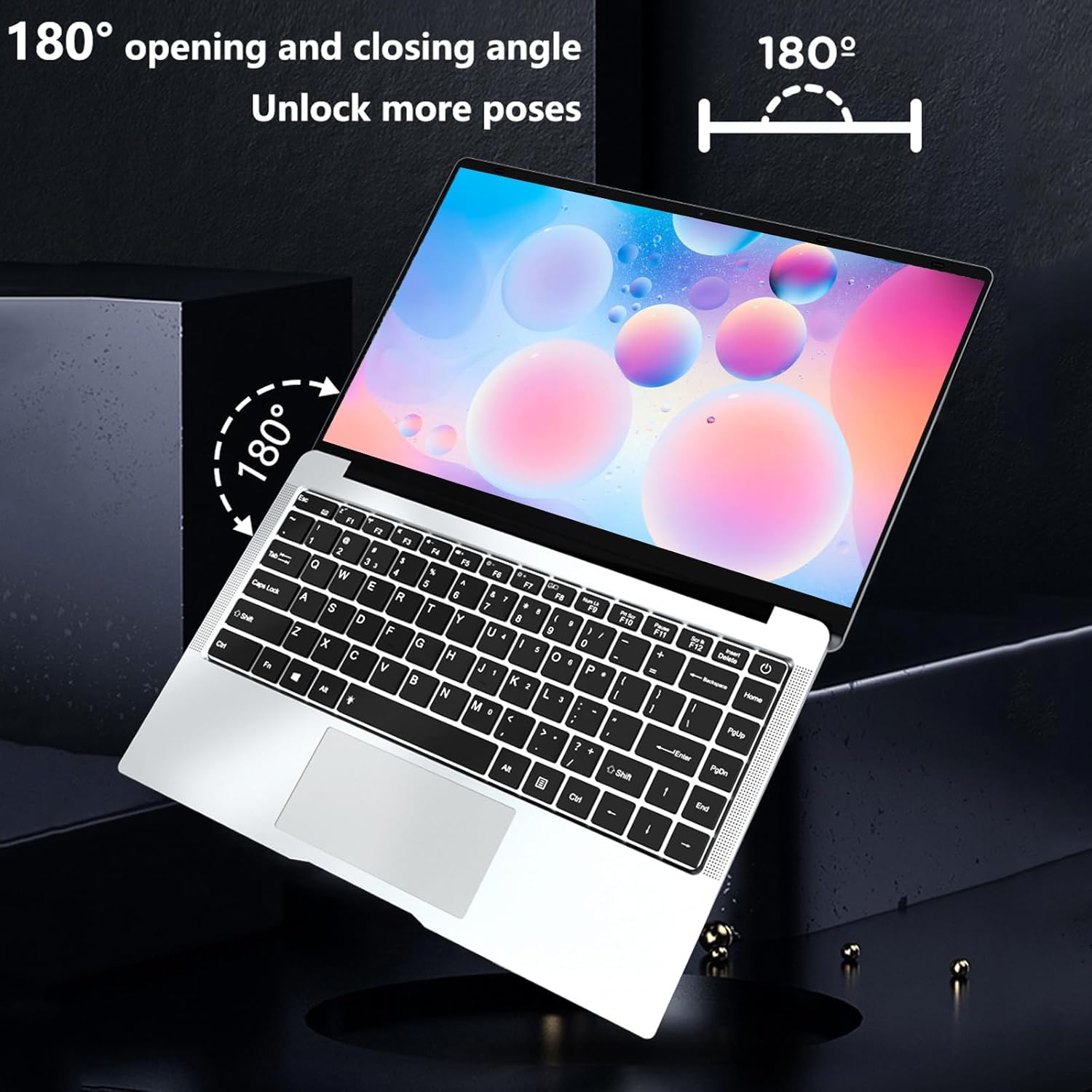 KUU PC Portatile, 8GB LPDDR4 256GB SSD ROM Window 11 Pro 14.1 Pollici Notebook, Processore Celeron J4125 HDMI USB 3.0 2.0 WiFi Bluetooth 5.0 Laptop Argento sottile e leggero Laptop
