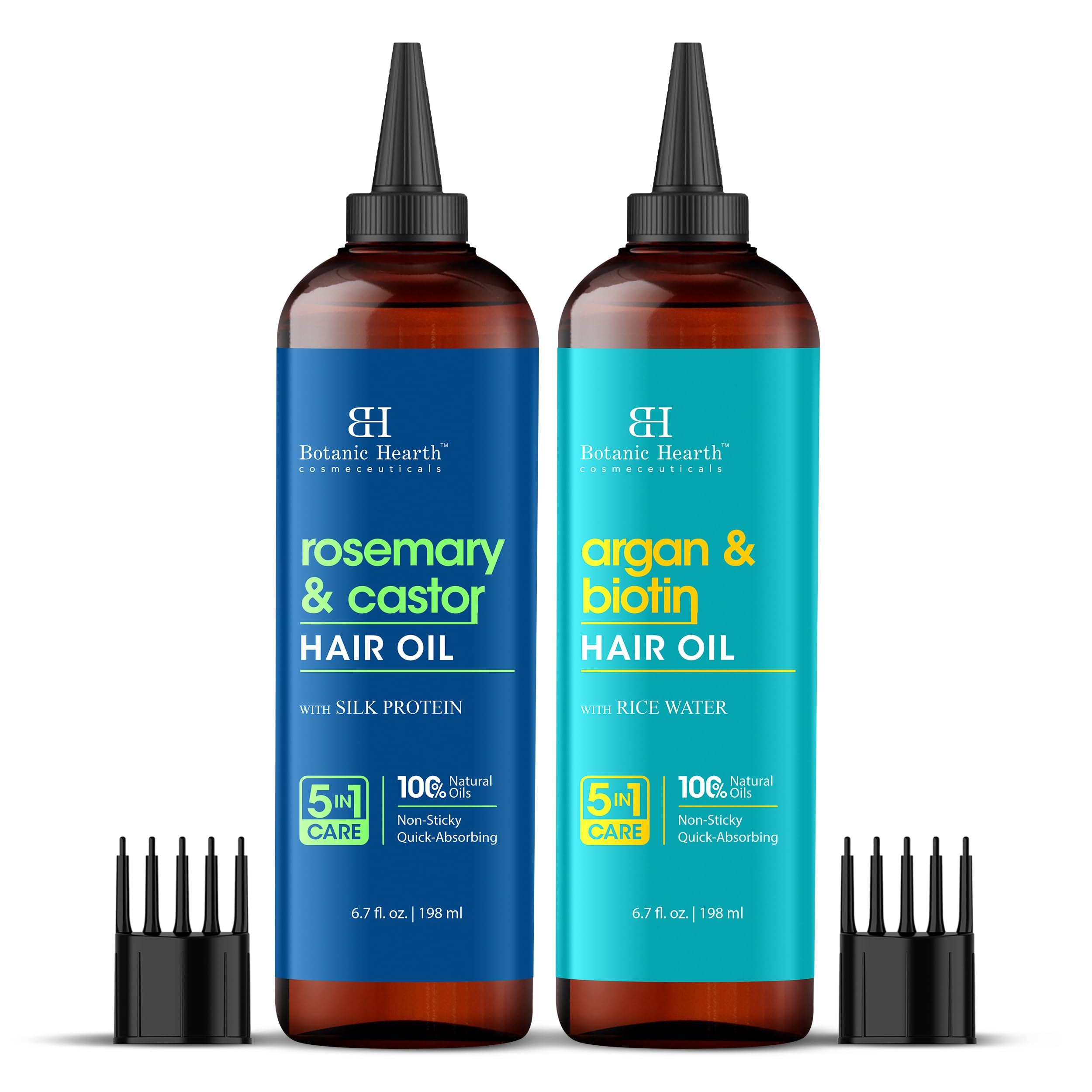 Botanic Hearth Rosemary & Castor and Argan & Biotin Hair Oil Combo set 6.7 fl oz each