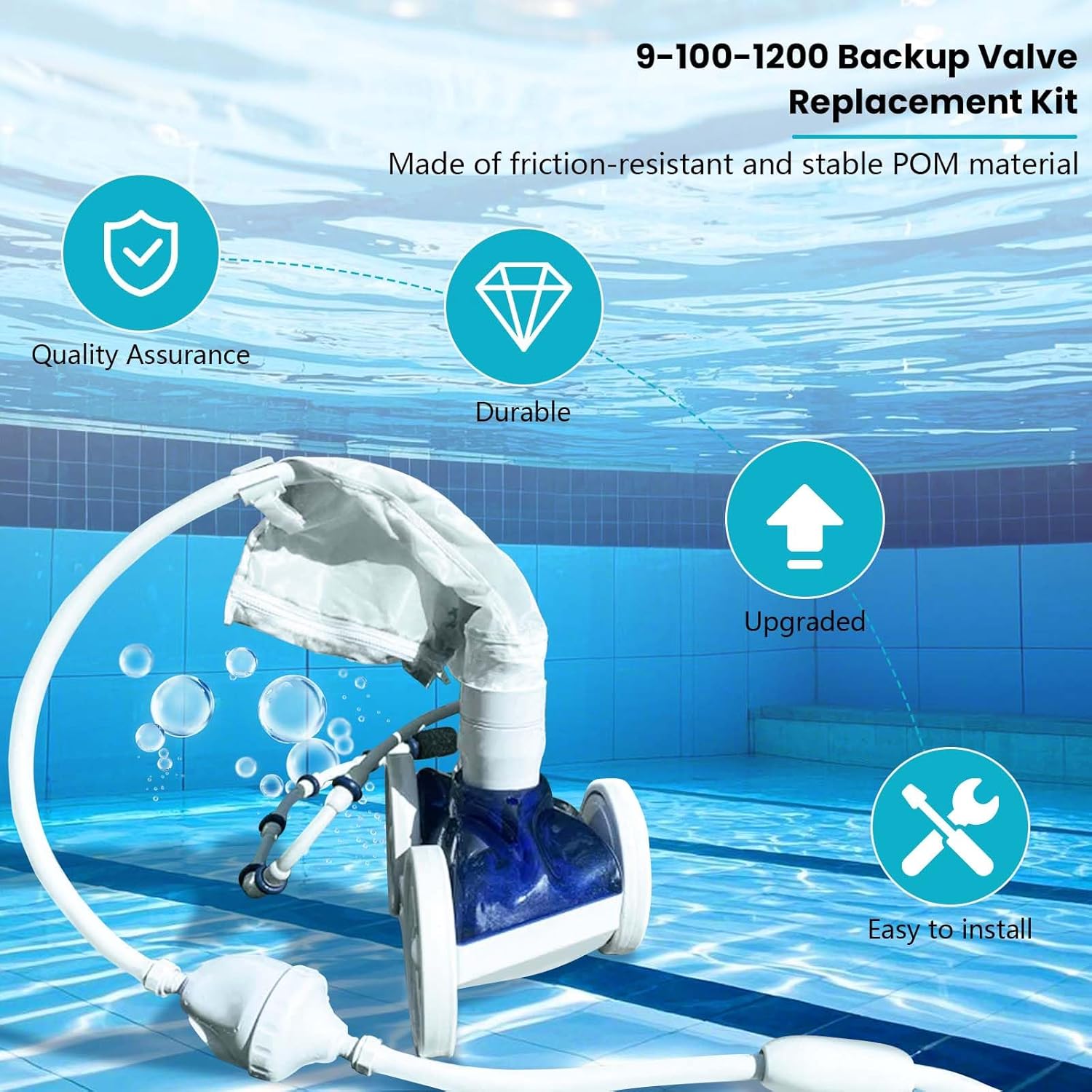 Upgraded Backup Valve for Polaris 360 Pool Cleaner, Replacement for 9-100-1200, Reinforced Body, 1.5" Inlet & Outlet, Compatible with Polaris 360 & Vac-Sweep 360