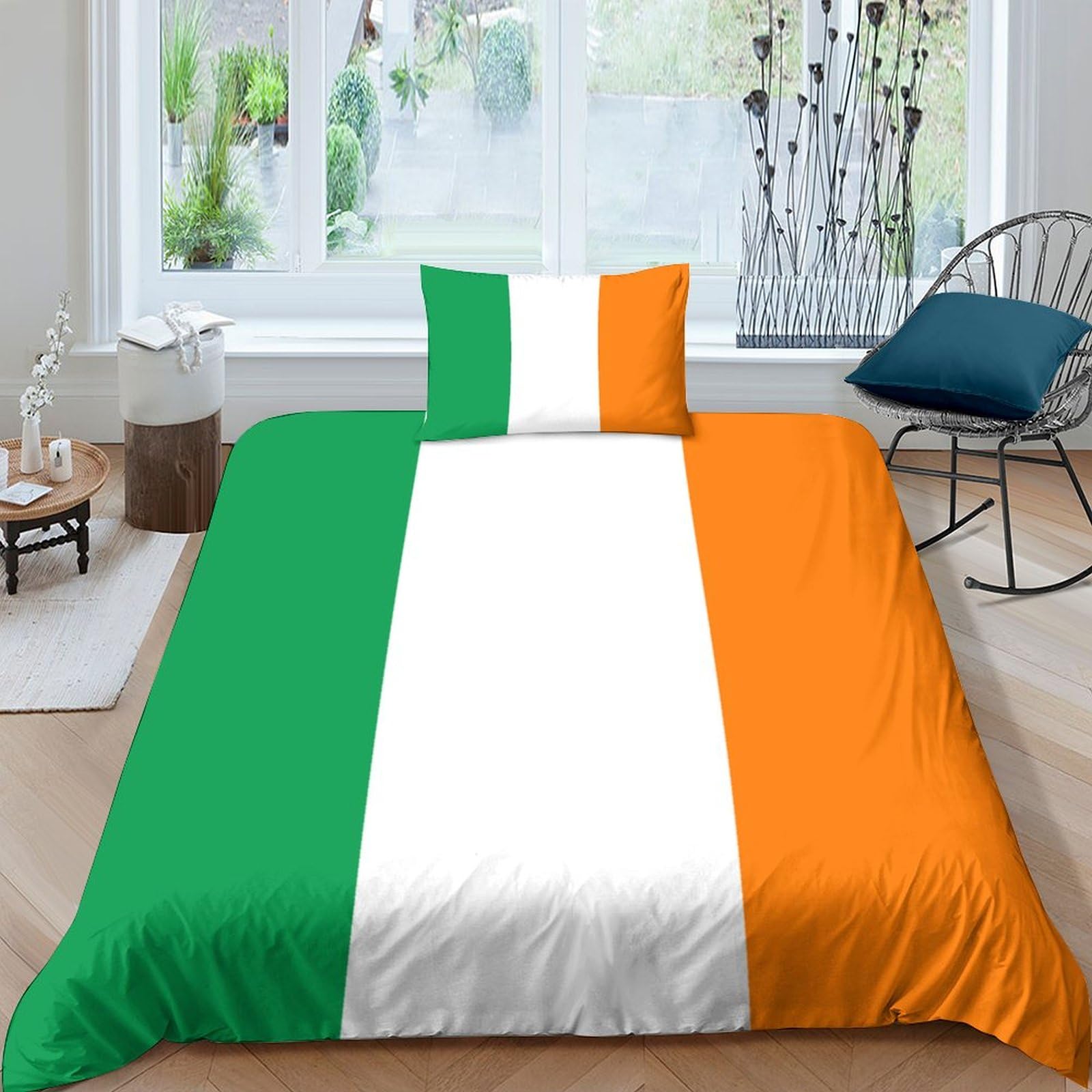 AAHARYA Irish Flag Bedding Set 3D National Flag Pattern Duvet Cover for Kids Boys Girls 3Pcs Soft Bedspread Cover Bedroom Comforter Cover Single（135x200cm）