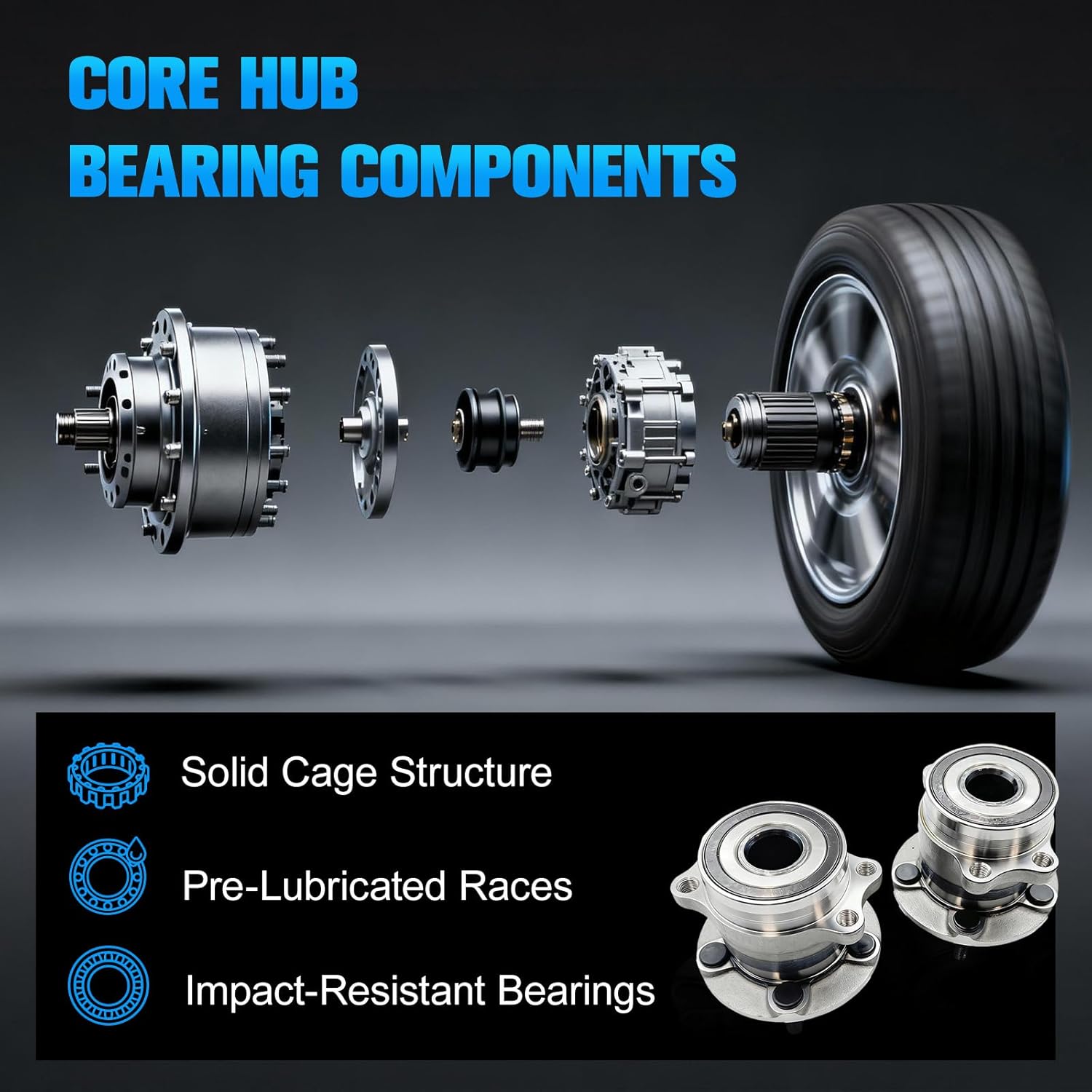 2Pcs Front Wheel Hub and Bearing Assembly fit for 2012 2013 2014 2015 2016 2017 2018 Ram 1500, for 2019 2020 2021 2022 Ram 1500 Classic (515151) - Image 3